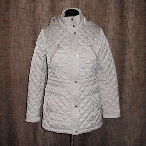 Nautica Silver Gray Quilted Puffer Jacket Removable Hood Sz S